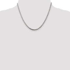 Sterling Silver Rhodium-plated 3.2mm Diamond-cut Rope Chain - 10