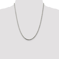 Sterling Silver Rhodium-plated 3.2mm Diamond-cut Rope Chain - 7