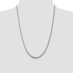 Sterling Silver Rhodium-plated 3.2mm Diamond-cut Rope Chain - 8