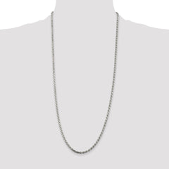 Sterling Silver Rhodium-plated 3.2mm Diamond-cut Rope Chain - 2