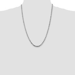 Sterling Silver Rhodium-plated 3.75mm Diamond-cut Rope Chain - 9