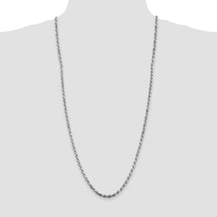 Sterling Silver Rhodium-plated 3.75mm Diamond-cut Rope Chain - 10