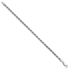 Sterling Silver Rhodium-plated 3.75mm Diamond-cut Rope Chain - 11