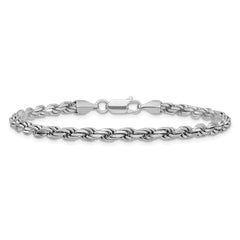 Sterling Silver Rhodium-plated 3.75mm Diamond-cut Rope Chain - 11