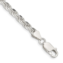 Sterling Silver 4.25mm Diamond-cut Rope Chain - 12