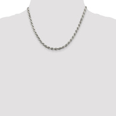 Sterling Silver 4.6mm Diamond-cut Rope Chain - 12