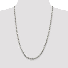 Sterling Silver Rhodium-plated 4.6mm Diamond-cut Rope Chain - 9