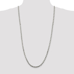 Sterling Silver Rhodium-plated 4.6mm Diamond-cut Rope Chain - 11
