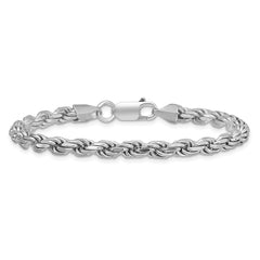 Sterling Silver Rhodium-plated 4.6mm Diamond-cut Rope Chain - 7