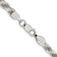 Sterling Silver 5.75mm Diamond-cut Rope Chain - 9