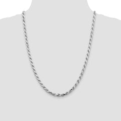 Sterling Silver Rhodium-plated 5.75mm Diamond-cut Rope Chain - 2