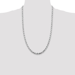 Sterling Silver Rhodium-plated 5.75mm Diamond-cut Rope Chain - 3
