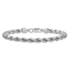 Sterling Silver Rhodium-plated 5.75mm Diamond-cut Rope Chain - 7