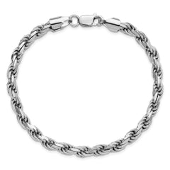 Sterling Silver Rhodium-plated 5.75mm Diamond-cut Rope Chain - 7