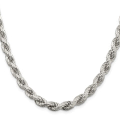 Sterling Silver 6.5mm Diamond-cut Rope Chain