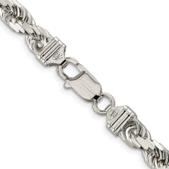 Sterling Silver 6.5mm Diamond-cut Rope Chain - 4