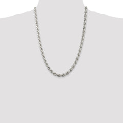 Sterling Silver 6.5mm Diamond-cut Rope Chain