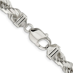 Sterling Silver 7.8mm Diamond-cut Rope Chain - 8