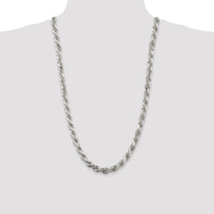 Sterling Silver 7.8mm Diamond-cut Rope Chain - 3