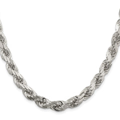 Sterling Silver Rhodium-plated 7.8mm Diamond-cut Rope Chain - 8