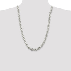 Sterling Silver 9.0mm Diamond-cut Rope Chain - 4