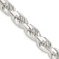 Sterling Silver 9.0mm Diamond-cut Rope Chain - 6