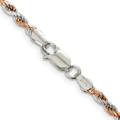 Sterling Silver And Rose Vermeil 2.5mm Diamond-cut Rope Chain - 6