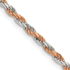 Sterling Silver And Rose Vermeil 2.5mm Diamond-cut Rope Chain - 6