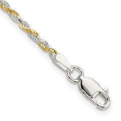Sterling Silver And Vermeil 1.85mm Diamond-cut Rope Chain - 8