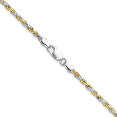 Sterling Silver And Vermeil 2.5mm Diamond-cut Rope Chain - 8