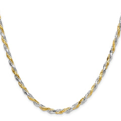 Sterling Silver And Vermeil 3.5mm Diamond-cut Rope Chain - 7