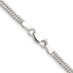 Sterling Silver Rhodium-plated 3.0mm Double Diamond-cut Curb Chain