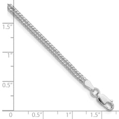 Sterling Silver Rhodium-plated 3.0mm Double Diamond-cut Curb Chain - 7