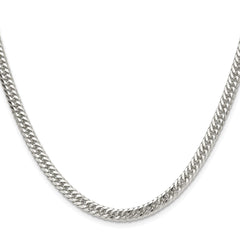 Sterling Silver Rhodium-plated 4.8mm Double Diamond-cut Curb Chain - 4