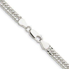 Sterling Silver Rhodium-plated 4.8mm Double Diamond-cut Curb Chain - 4