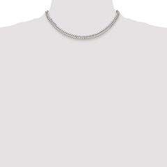 Sterling Silver Rhodium-plated 5.7mm Double Diamond-cut Curb Chain