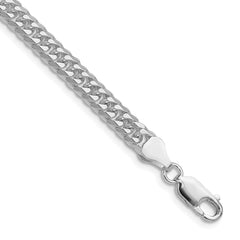 Sterling Silver Rhodium-plated 5.7mm Double Diamond-cut Curb Chain - 4