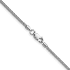 Sterling Silver Rhodium-plated 2.0mm 8 Sided D/C Double Spiga Chain - 7