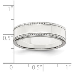 Sterling Silver 6mm Flat with Rope Edge Size 6 Band