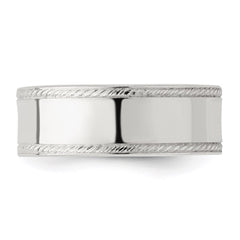 Sterling Silver 7mm Flat with Rope Edge Size 8 Band