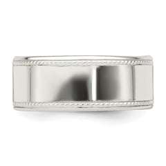Sterling Silver 9.5mm Flat with Rope Edge Size 11 Band