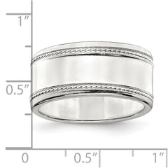 Sterling Silver 9.5mm Flat with Rope Edge Size 11 Band