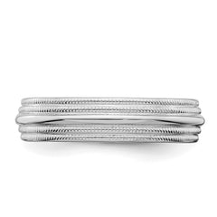 SS Rhodium-plated 5mm Comfort Fit Double Milgrain Size 4.5 Band
