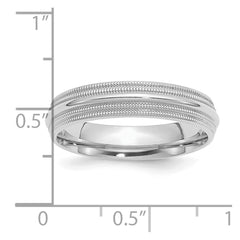 SS Rhodium-plated 5mm Comfort Fit Double Milgrain Size 6 Band