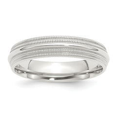Sterling Silver 5mm Comfort Fit Double Milgrain Size 4.5 Band