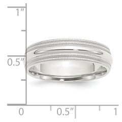 Sterling Silver 6mm Comfort Fit Double Milgrain Size 12 Band