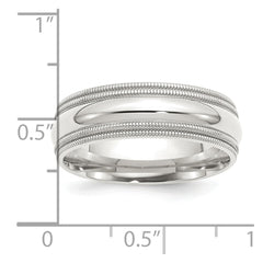Sterling Silver 7mm Comfort Fit Double Milgrain Size 9.5 Band