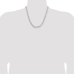 Sterling Silver Rhodium-plated 5.5mm D/C Paperclip Chain - 6