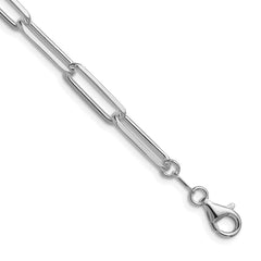Sterling Silver Rhodium-plated 5.5mm D/C Paperclip Chain - 5