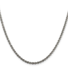 Sterling Silver 2.5mm Solid Rope Chain - 12